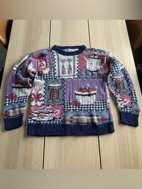 Northern Isle Knit Sweater size medium 90’s hand knit vintage kitchen sweater m